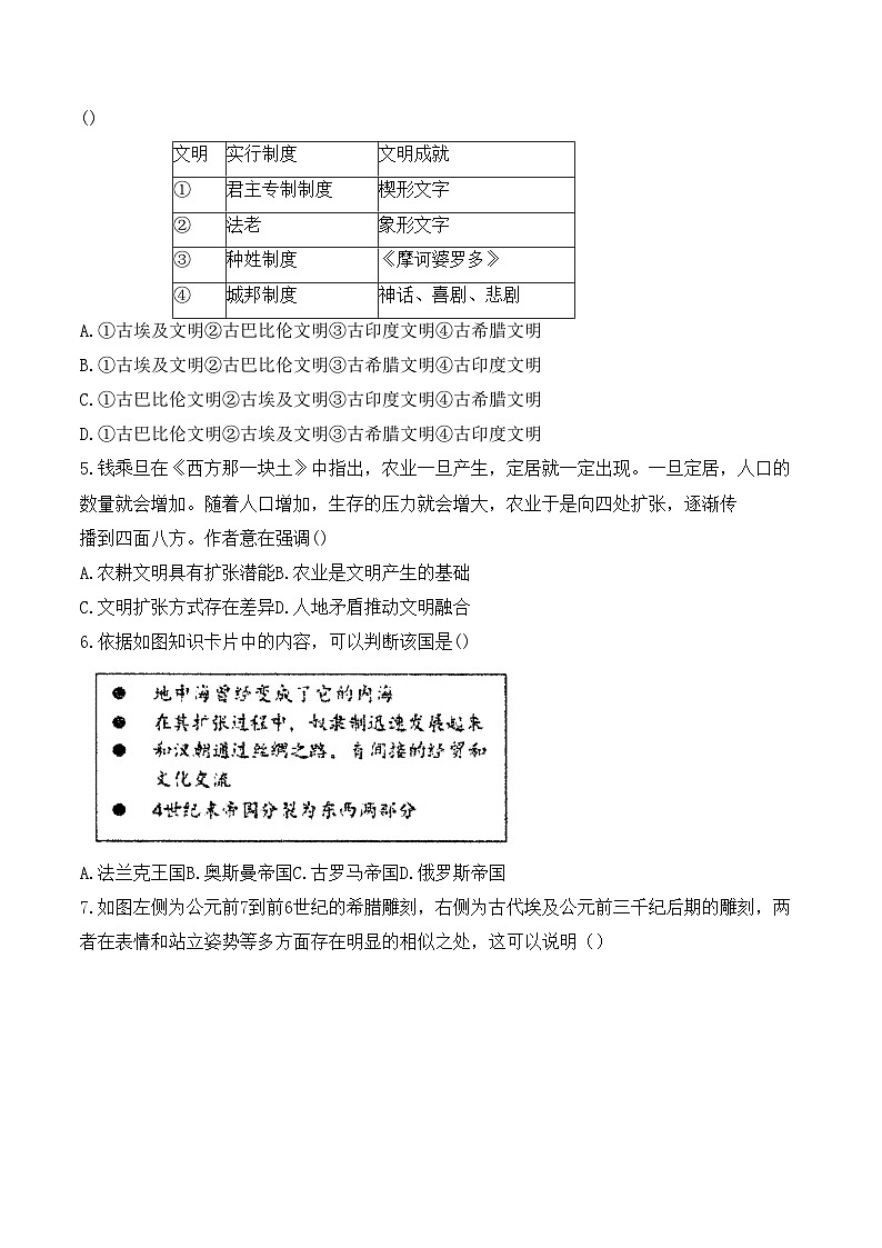 福建省福州外国语学校2023-2024学年高一下学期期中考试历史卷第2页