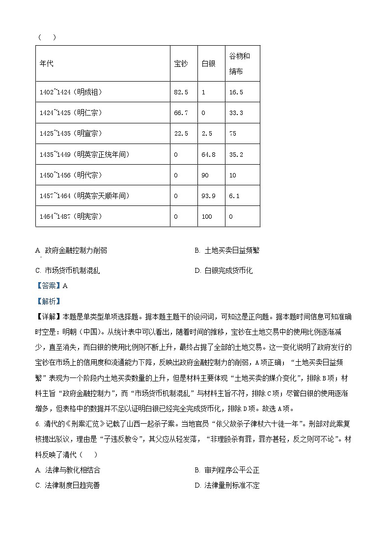 2024届重庆市巴蜀中学高三下学期4月高考适应性月考（九）历史试卷（解析版）第3页