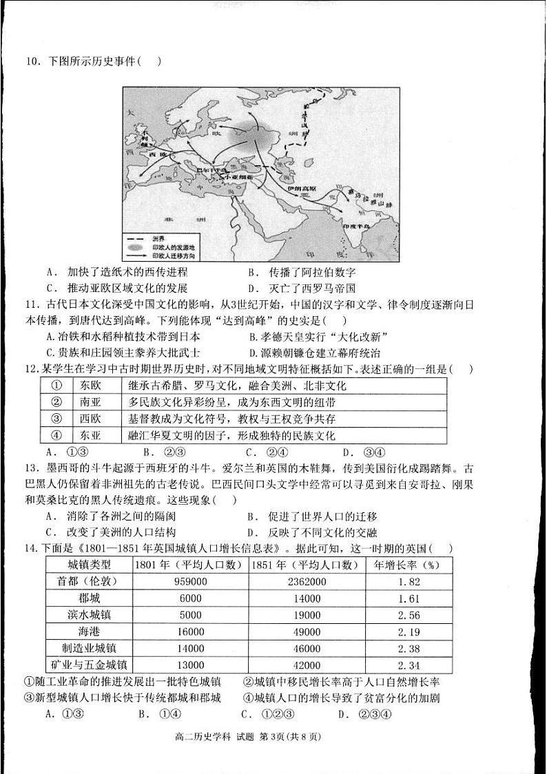 2024杭州浙里特色联盟高二下学期期中考试历史PDF版含答案第3页