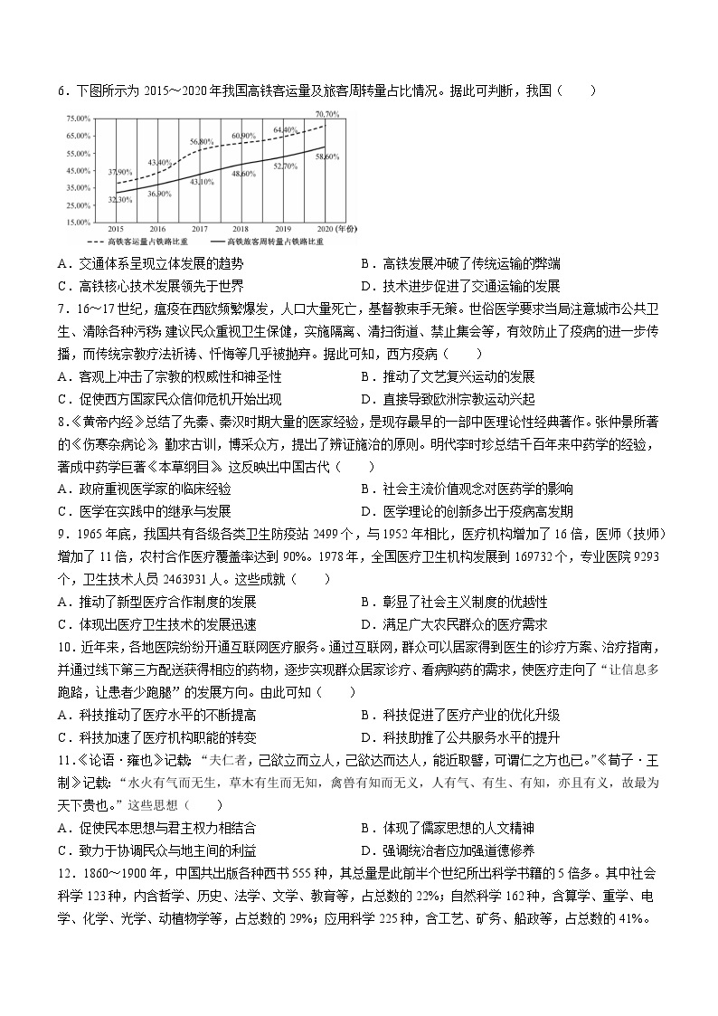 广东省深圳市7校联考2023-2024学年高二下学期期中考试历史试题02