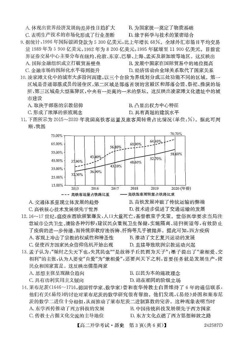 黑龙江省绥棱县第一中学2023-2024学年高二下学期开学考试历史试题第3页