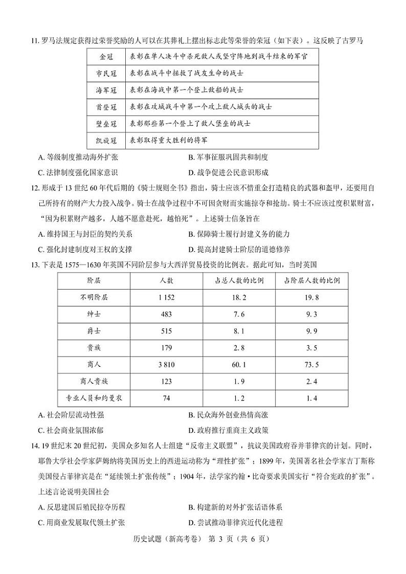【新高考卷】名校教研联盟2024届高三4月联考 历史含答案03