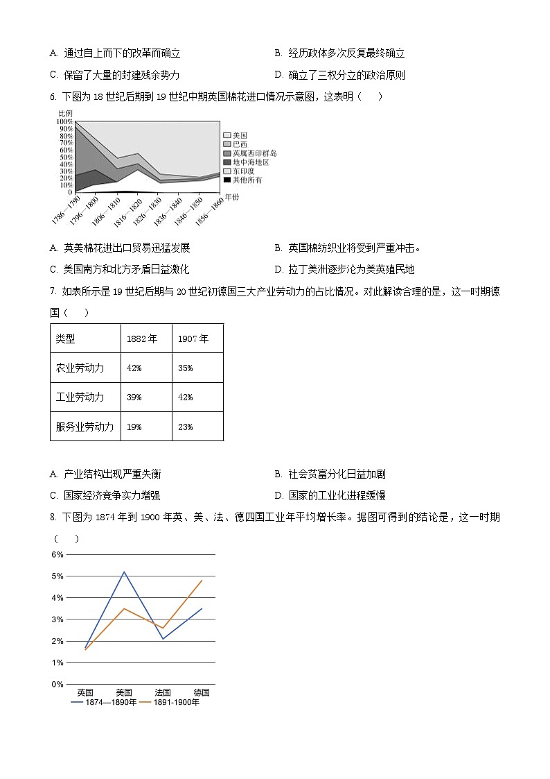 安徽省江淮九校2023-2024学年高一下学期期中历史试题（原卷版）第2页