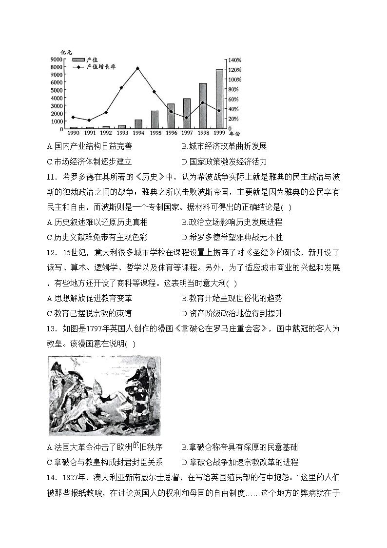 河北省保定市部分高中2024届高三下学期二模考试历史试卷(含答案)03