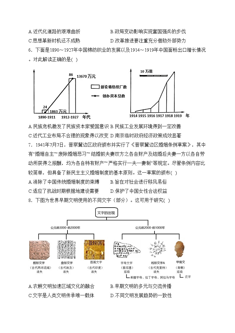 山西省运城市2024届高三下学期二模历史试卷(含答案)02