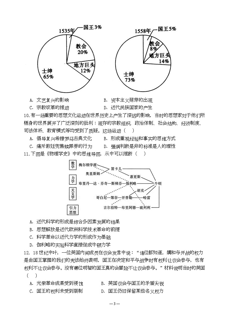 高一期中考试历史试题第3页