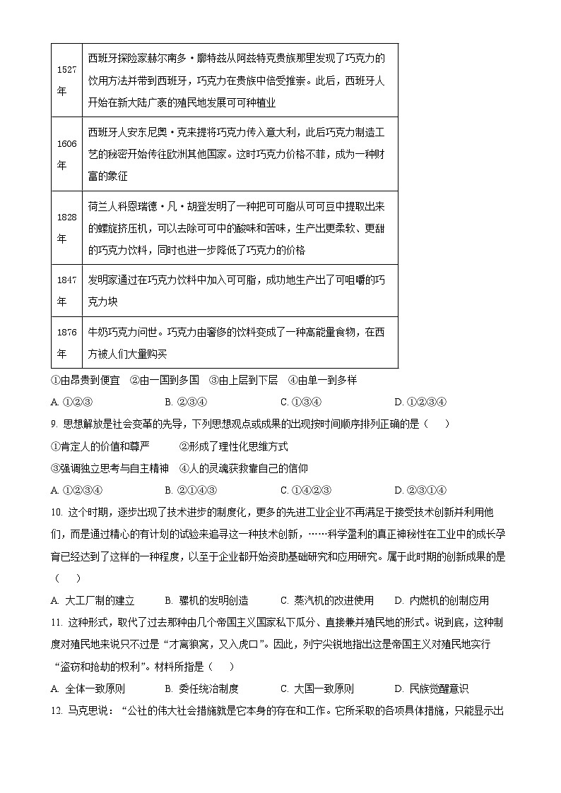 2024杭州地区（含周边）重点高中高一下学期4月期中考试历史含解析03