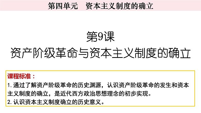 第9课资产阶级革命与资本主义制度的确立同步课件--2023-2024学年高一下学期统编版（2019）必修中外历史纲要下01