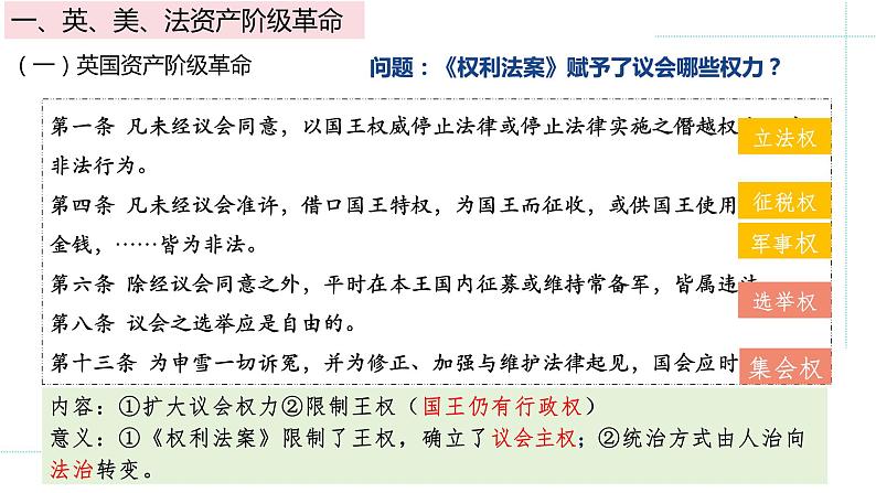 第9课资产阶级革命与资本主义制度的确立同步课件--2023-2024学年高一下学期统编版（2019）必修中外历史纲要下06