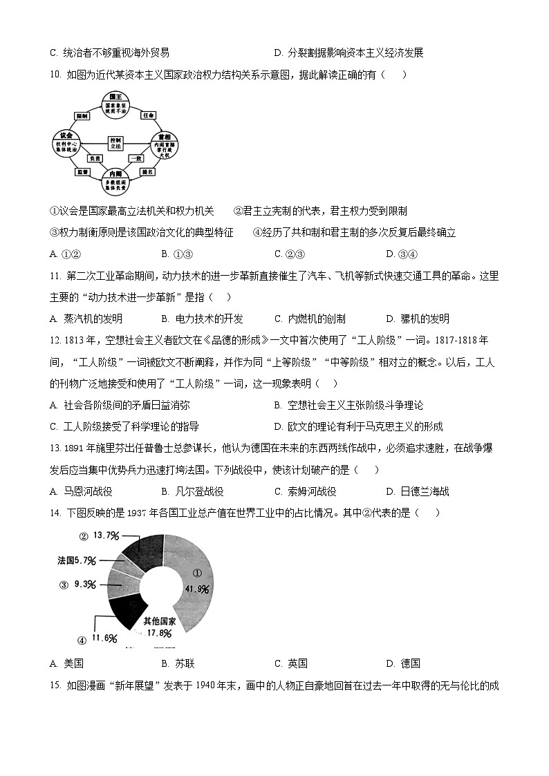 浙江省绍兴市诸暨中学暨阳分校2023-2024学年高一下学期期中考试历史选考试题（原卷版）第3页