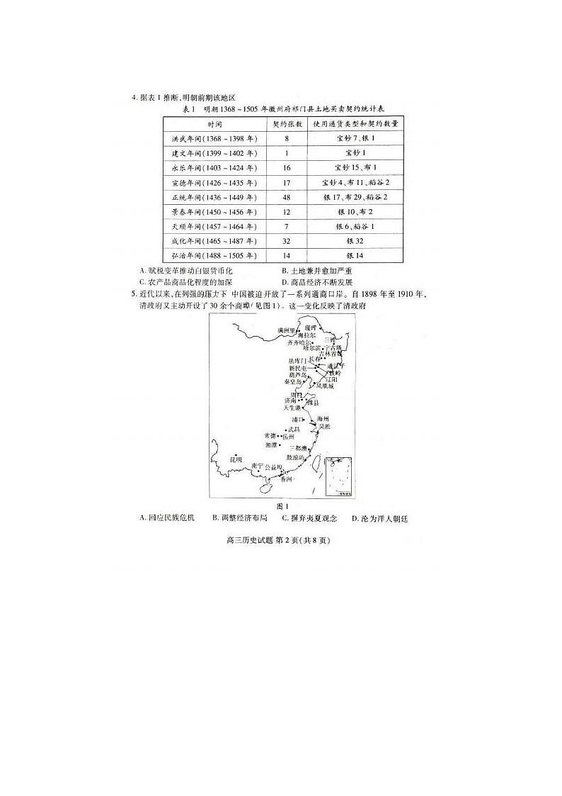 2024届山东新高考联合质量测评高三下学期3月大联考历史试题第2页