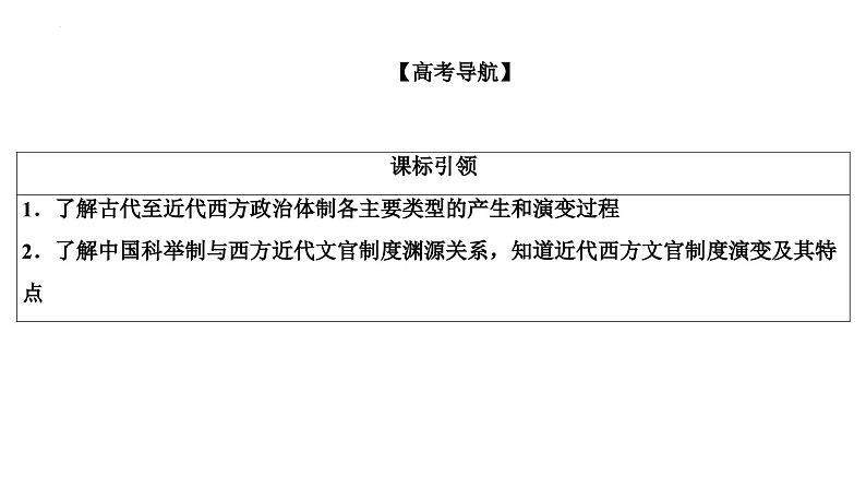 第30讲西方政治制度的演变与文官制度课件--2025届高三统编版（2019）高中历史选择性必修1一轮复习02