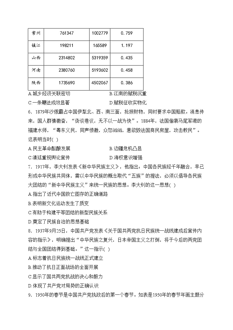 河北省大联考2024届高三下学期4月质量检测历史试卷(含答案)第2页