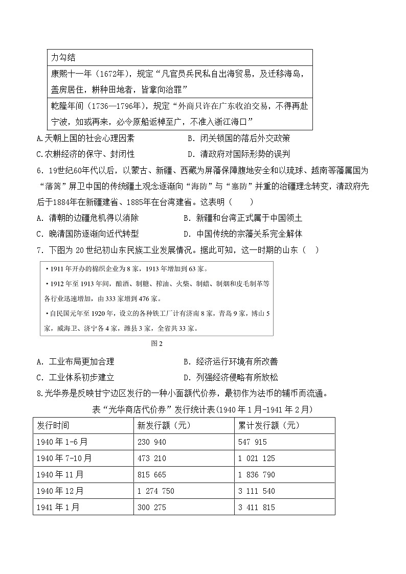 学生模拟卷·2024届河北新高考考前提分演练——历史样卷（一） 第2页