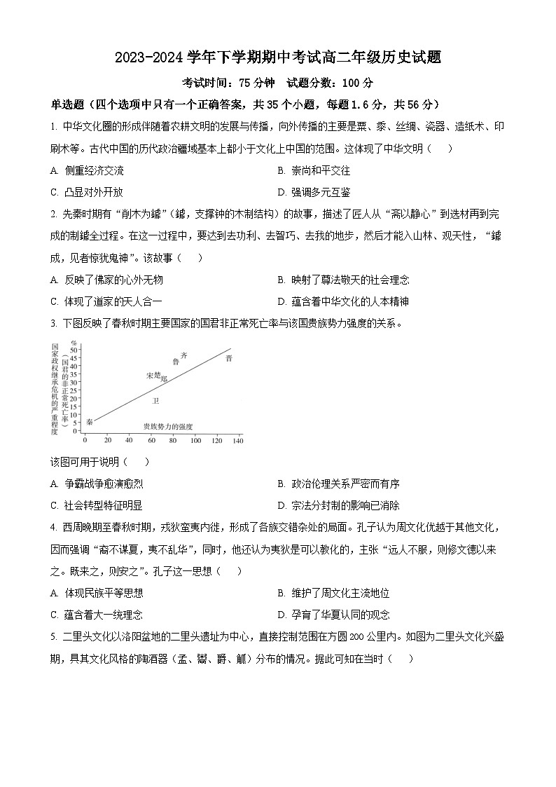 河北省衡水市冀州中学2023-2024学年高二下学期期中历史试题（原卷版+解析版）01