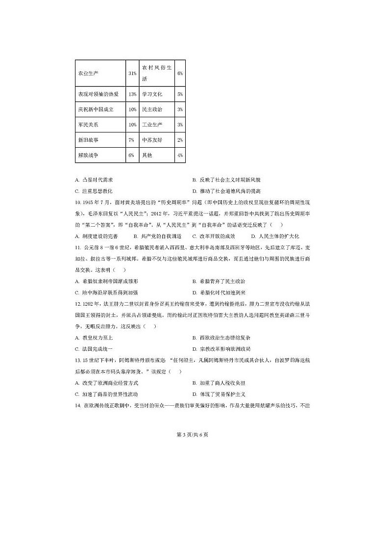 2024届河北省大联考高三下学期4月质量检测历史试题第3页