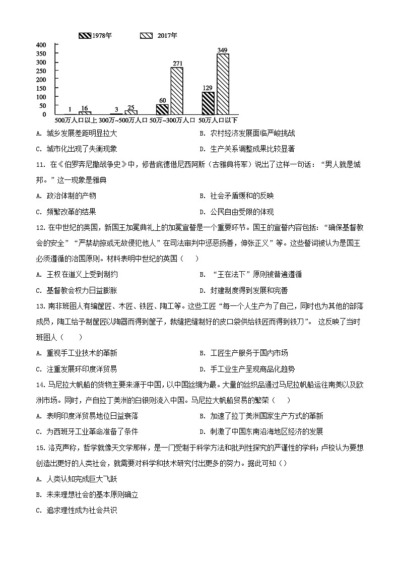 江西省宜春市2023_2024学年高三历史上学期期中试题含解析第3页