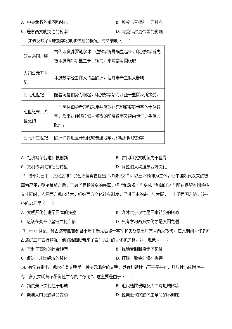 河南省驻马店经济开发区高级中学2023-2024学年高二下学期期中历史试题（原卷版+解析版）03