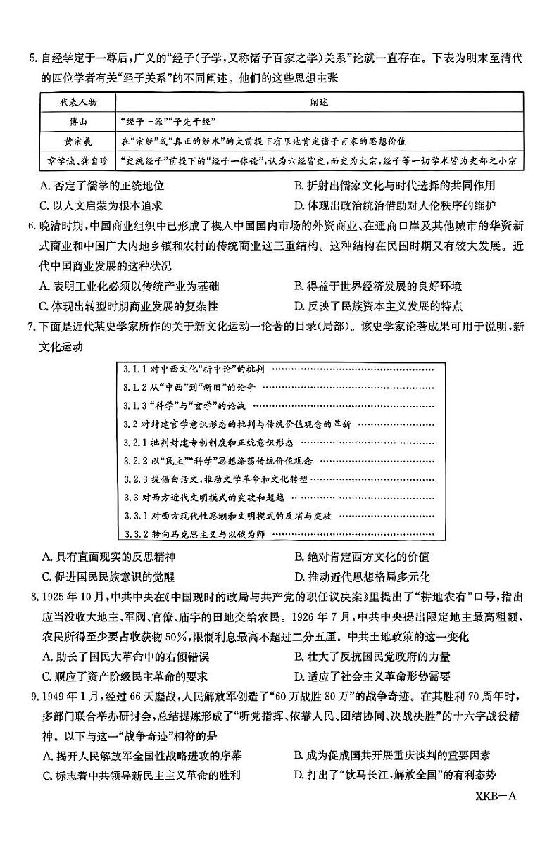 2024届河北省普通高中学业水平选择性考试历史试题02