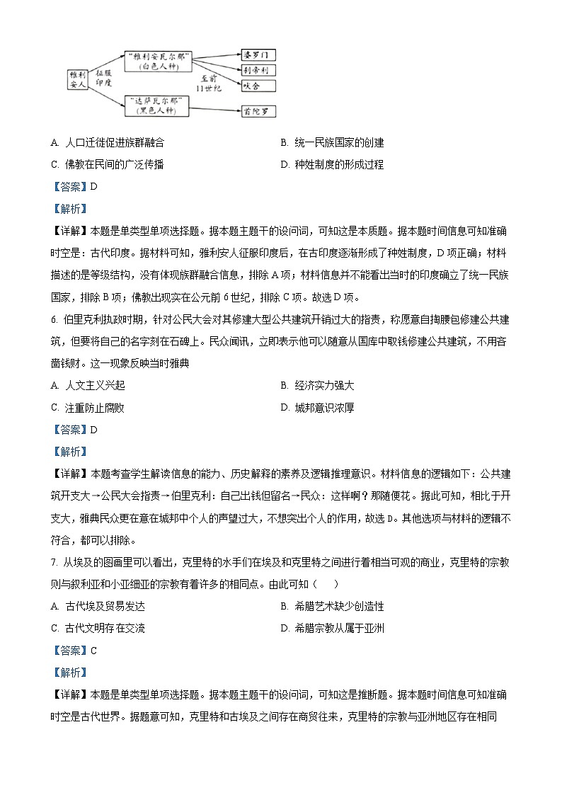山西省大同市第一中学校2023-2024学年高一下学期期中历史试题（原卷版+解析版）03