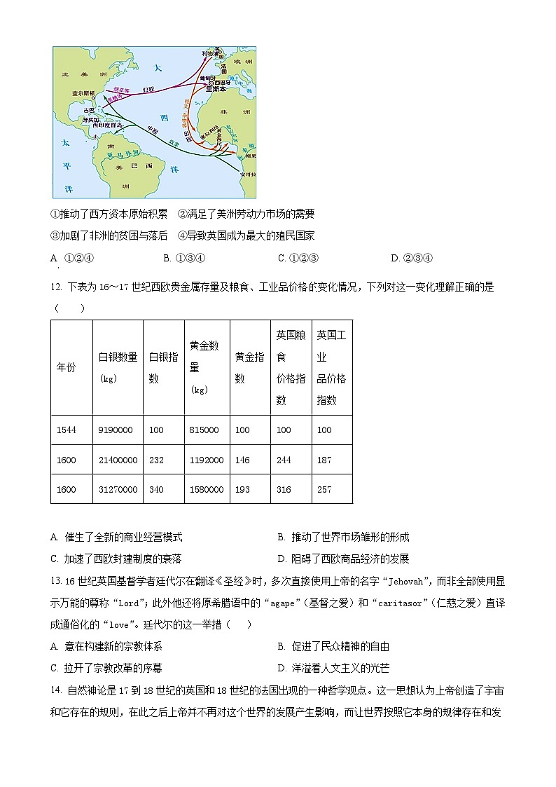 黑龙江省齐齐哈尔市、黑河市九校联盟2023-2024学年高一下学期期中历史试题（原卷版）第3页