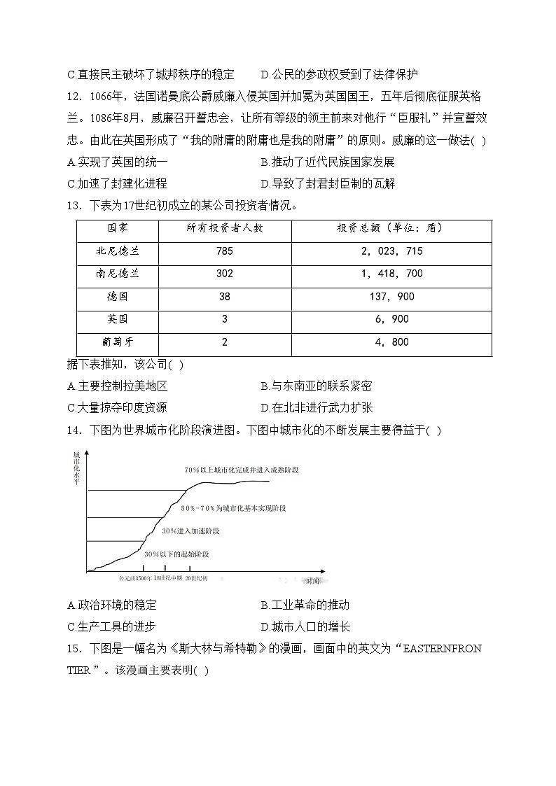 河北省石家庄市普通高中2024届高三下学期二模历史试卷(含答案)03
