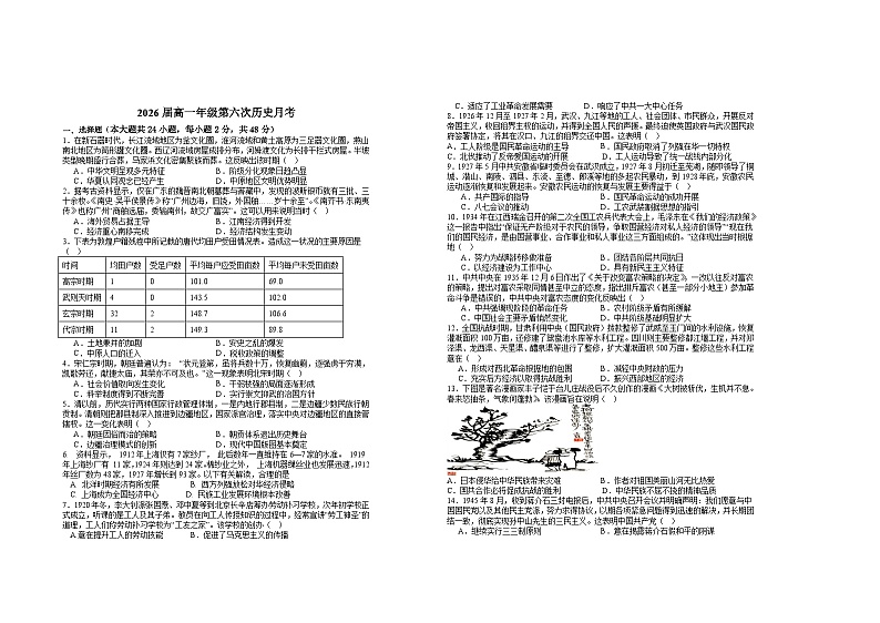 2024宜春上高二中高一下学期3月月考试题历史含答案01