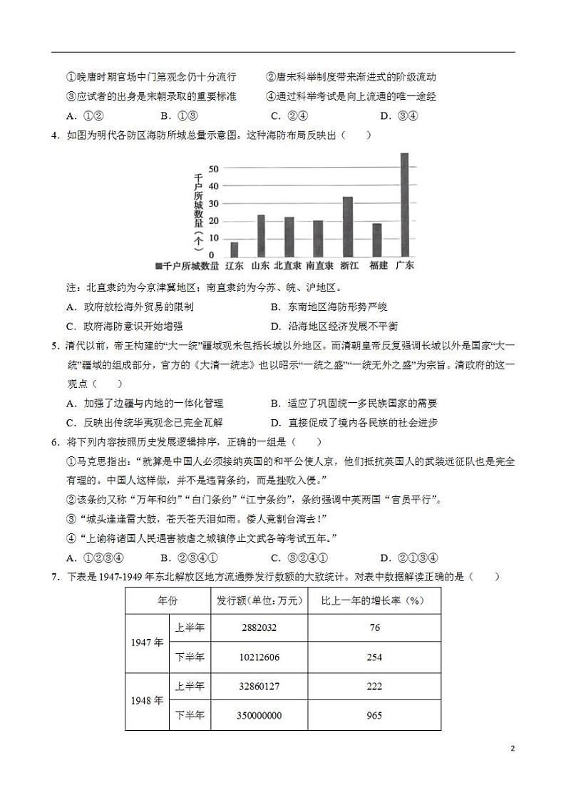2024年高考押题预测卷—历史（北京卷02）（考试版）第2页