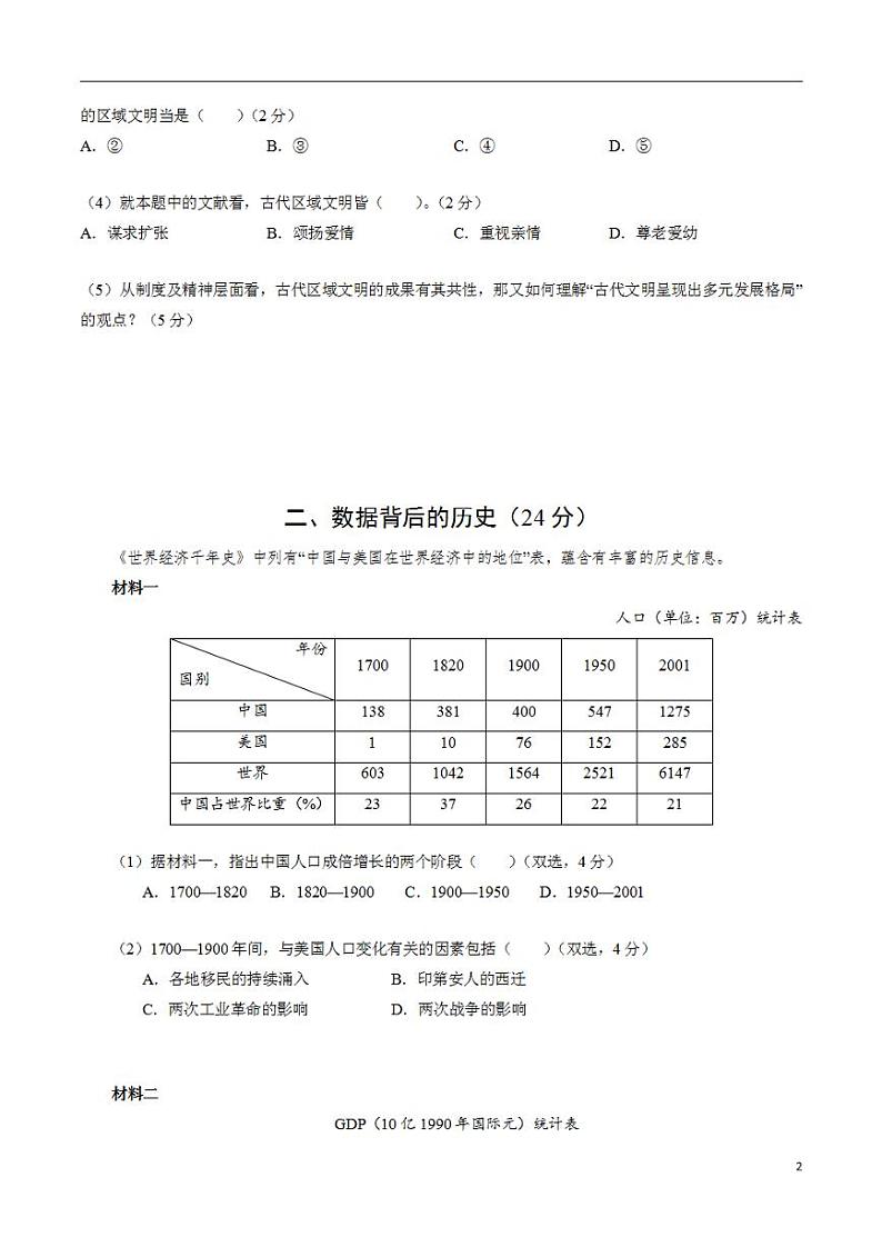 2024年高考押题预测卷—历史（上海卷02）（考试版）第2页