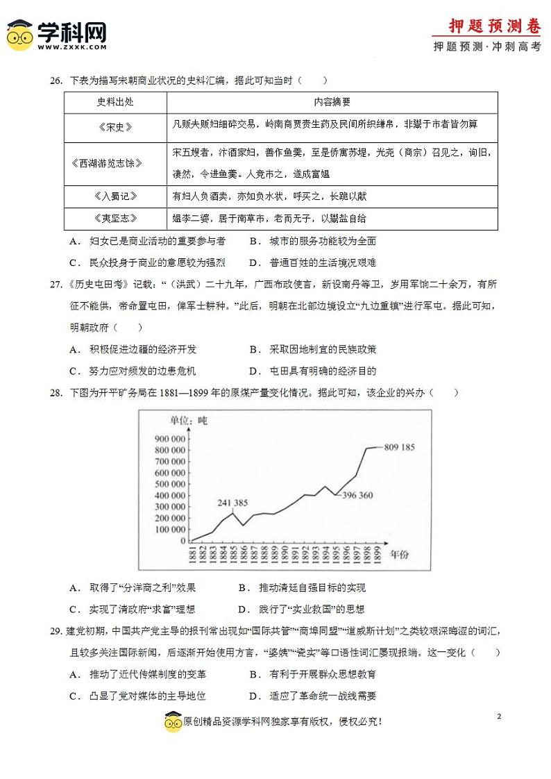 2024年高考押题预测卷—历史（全国卷统编版02）（考试版）第2页