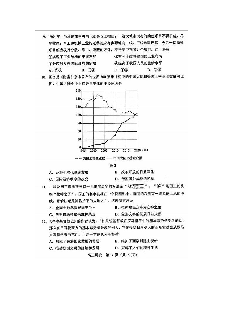 2024届东北三省四市高三一模考试历史试题及答案第3页