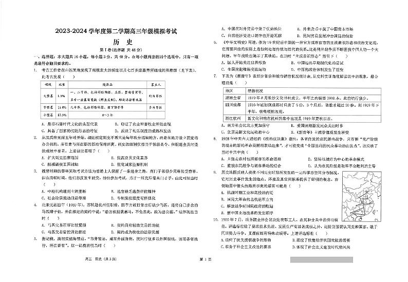 2024南通海安高级中学高三下学期第二次模拟考试历史PDF版含答案01