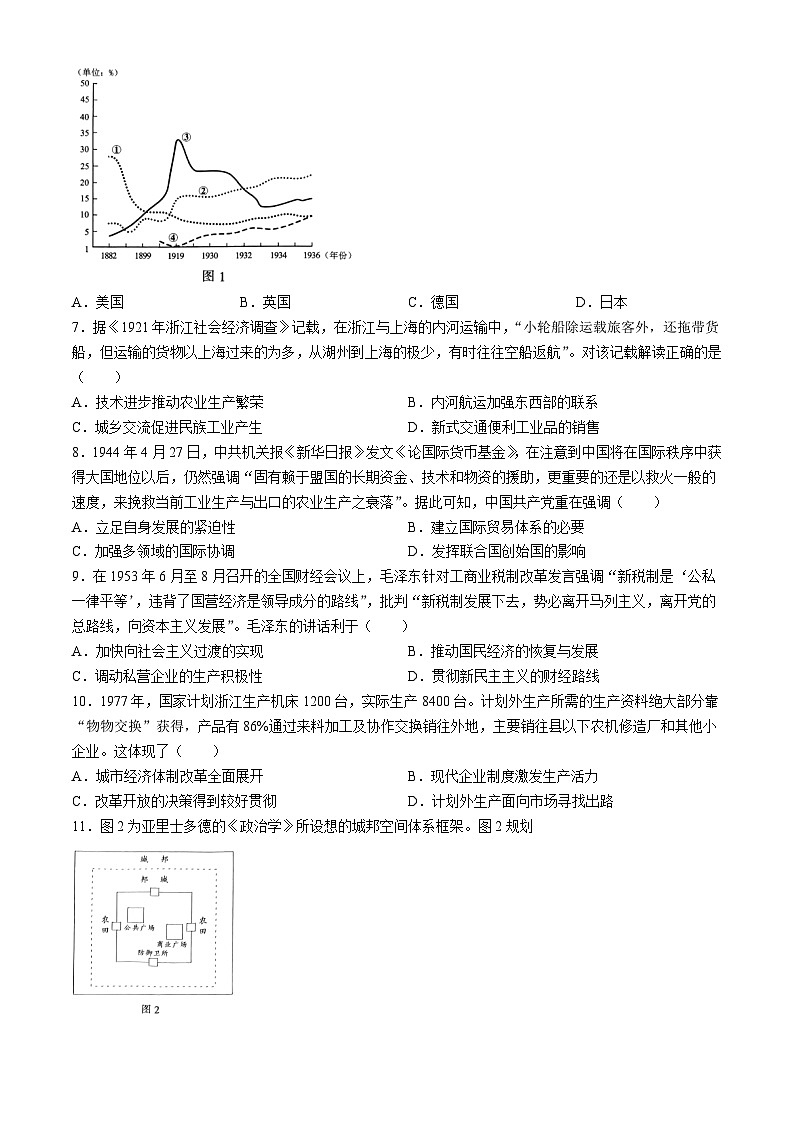 2024届江苏省苏北八市高三下学期三模考试历史试题+02