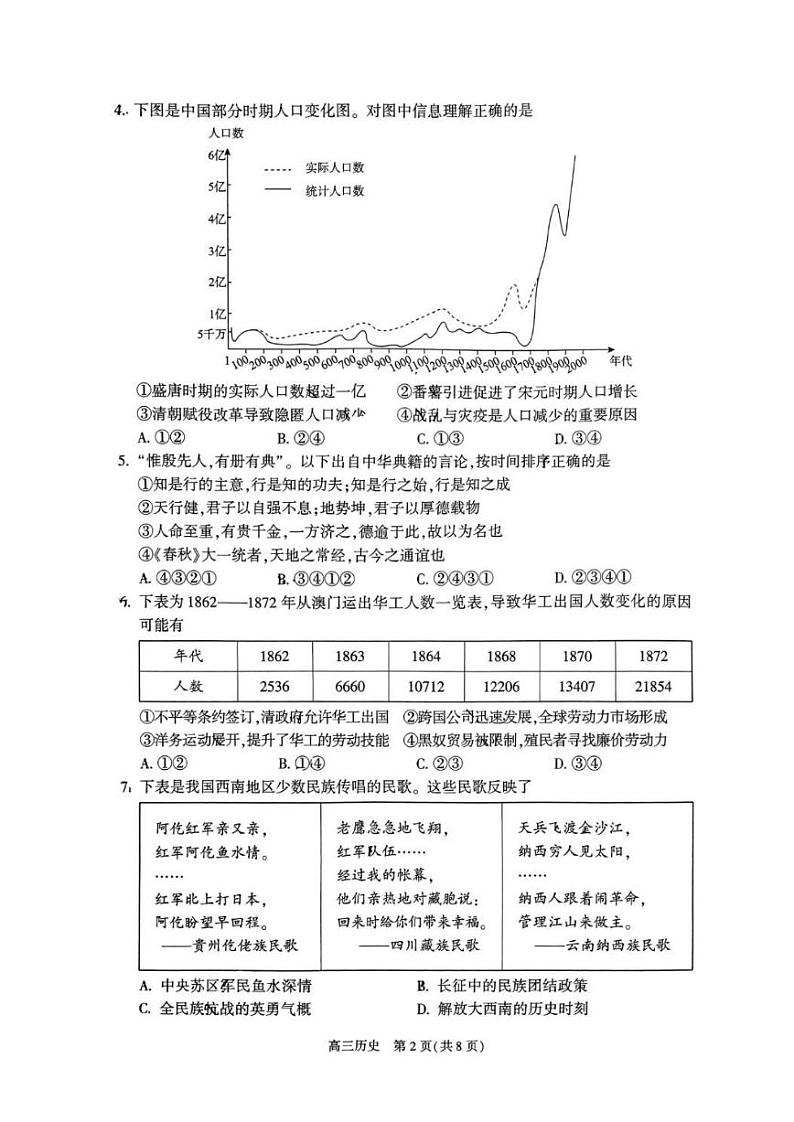 2024北京朝阳高三二模历史试题第2页