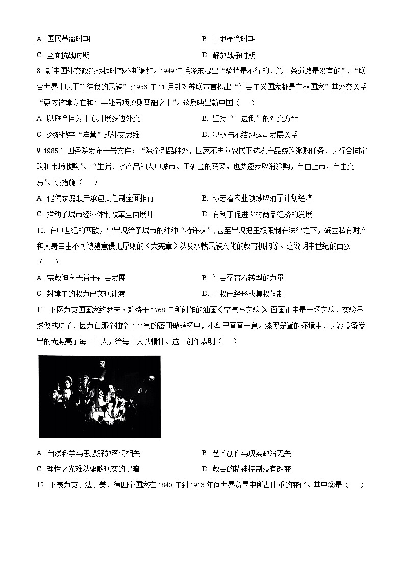 山东省济南市名校考试联盟2024届高三下学期二模历史试题（Word版附解析）03
