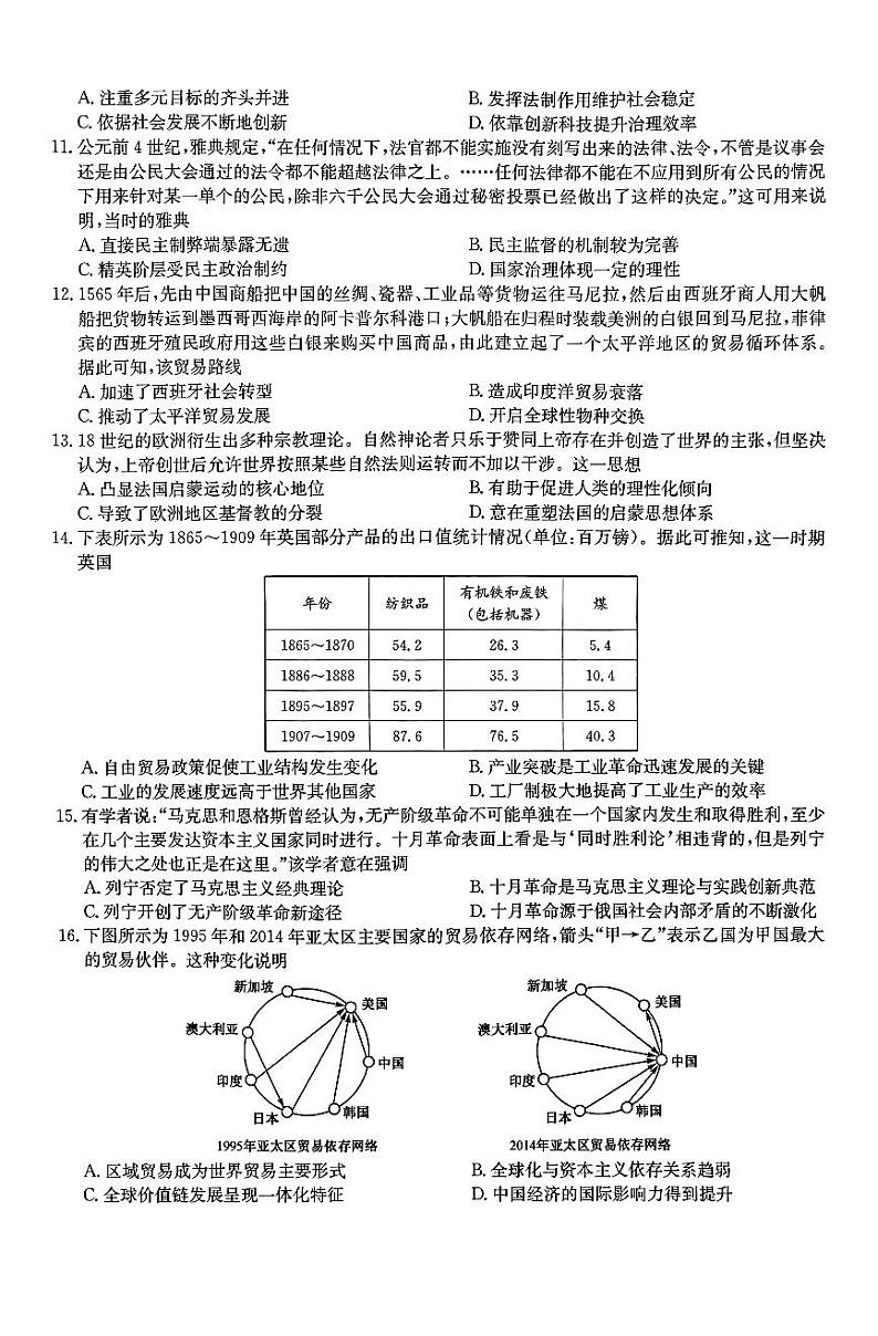 2024河北省部分高中高三下学期5月二模试题历史PDF版含解析第3页