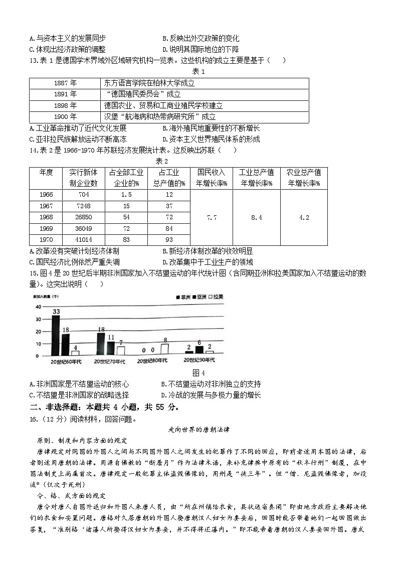 2024届山东省菏泽市高三下学期二模历史试题+答案（菏泽二模）03