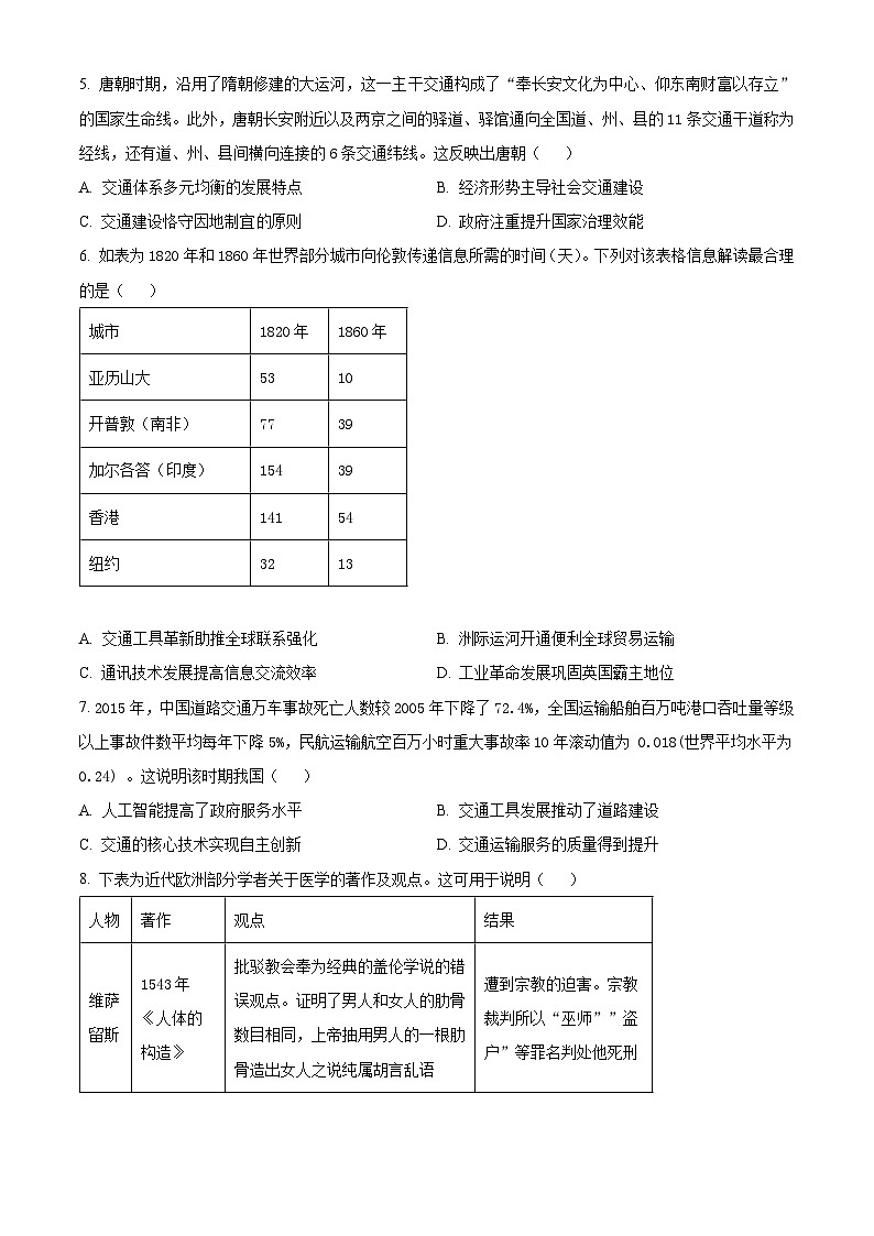 广东省深圳市光明区光明中学2023-2024学年高二下学期期中考试历史试题（原卷版+解析版）02