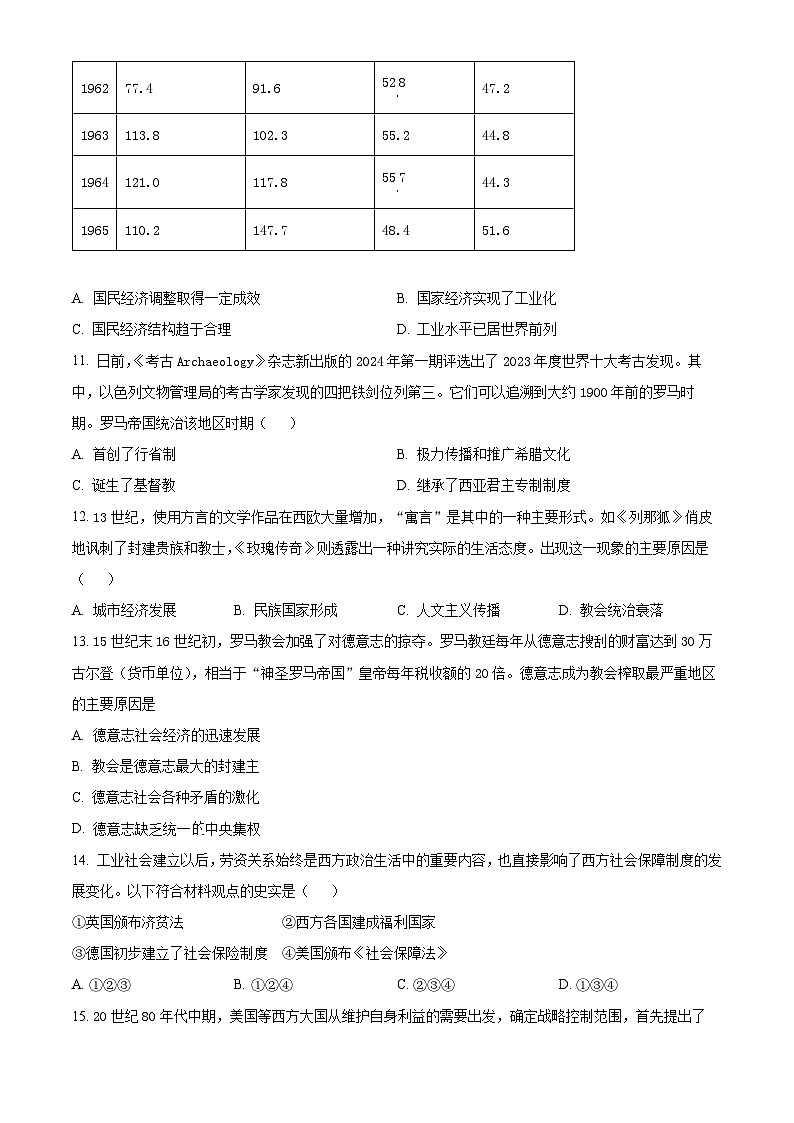 湖北省2024届普通高中学业水平测试等级性考试模拟（一）历史试题（一+一）03