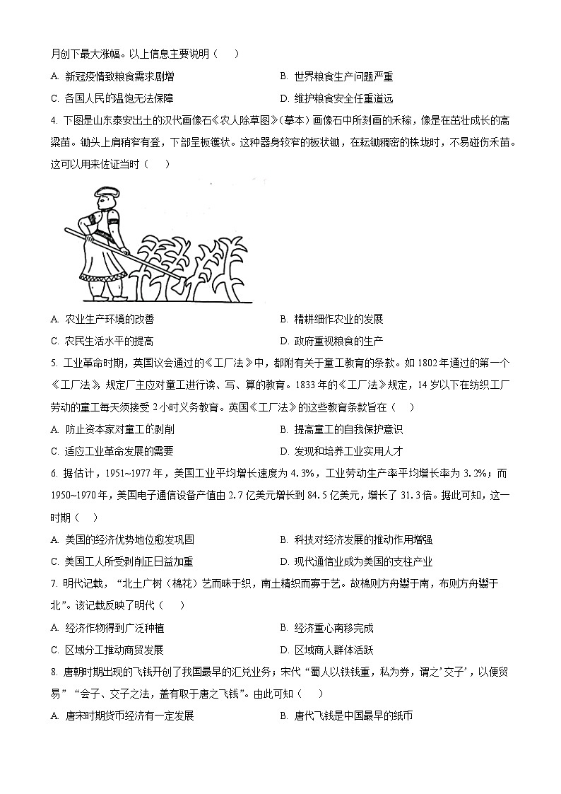 2024合肥百花中学等四校联考高二下学期5月期中考试历史含解析02