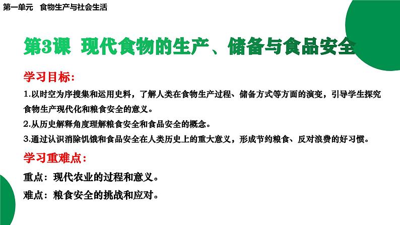 2023-2024学年高二历史同步精品课堂-第3课 现代食物的生产、储备与食品安全(精品课件)(选择性必修2：经济与社会生活)第2页