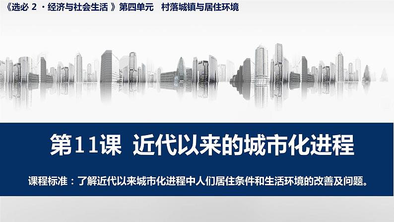 2023-2024学年高二历史同步精品课堂-第11课 近代以来的城市化进程(精品课件)(选择性必修2：经济与社会生活)第1页