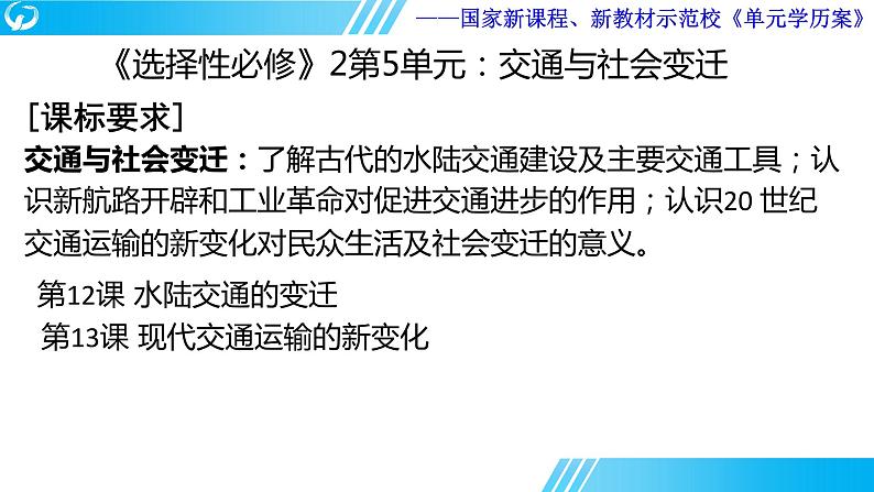 第五单元 交通与社会变迁   单元学历案课件-----2023-2024学年高二历史统编版（2019）选择性必修2第2页