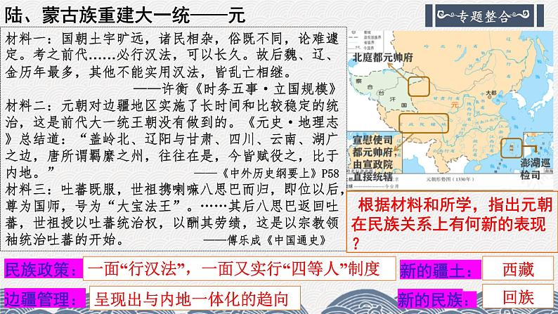 “多元一体”视野下看中国古代的民族关系 课件----2024届高三统编版历史二轮专题复习08