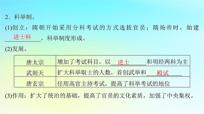 2025届高考历史一轮总复习专题二中华文明的融合繁荣与统一多民族封建国家的发展__三国至隋唐时期第九课隋唐制度的变化与创新课件第6页