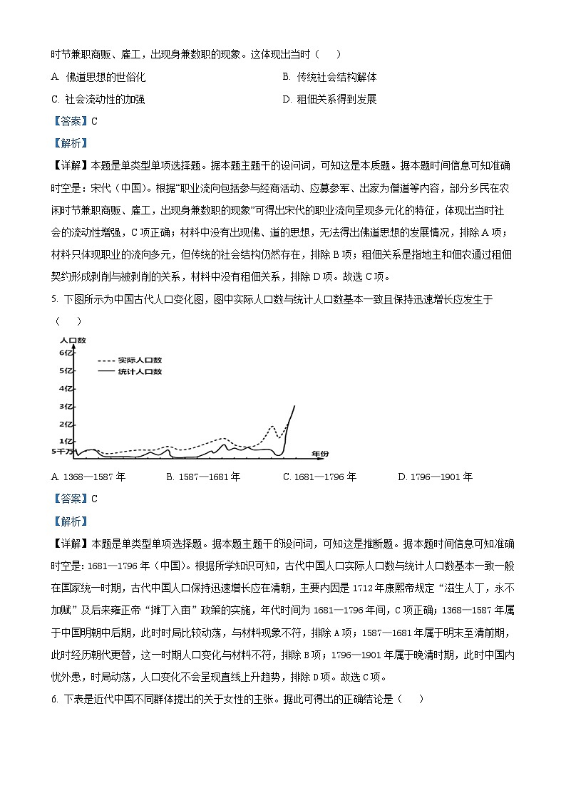 山东省临沂市临沭县实验中学2023-2024学年高三下学期5月月考历史试题（原卷版+解析版）03