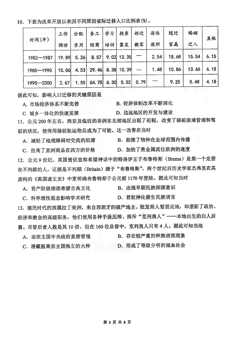 2024届黑龙江省佳木斯市第一中学高三下学期第三次模拟考试历史试题第3页