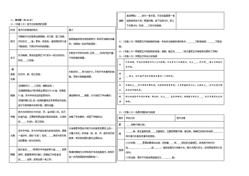 1.中国古代政治制度的形成与发展同步练习  统编版高中历史选择性必修102