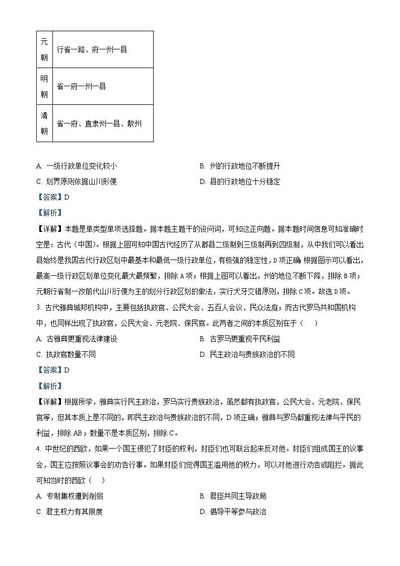 安徽省合肥市第九中学2023-2024学年高二上学期第一次单元质量检测（月考）历史试题 Word版含解析第2页