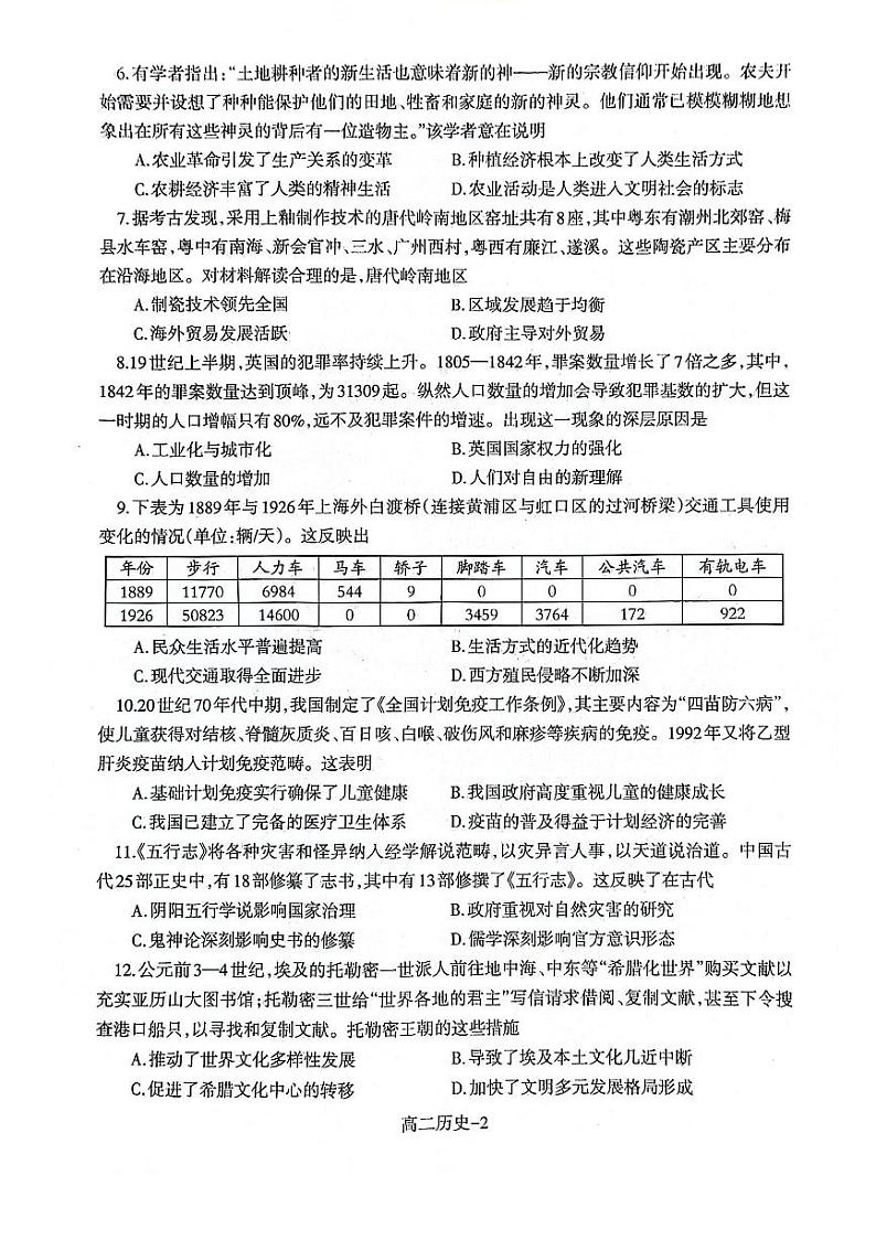辽宁省部分学校期中考试2023-2024学年高二下学期期中考试历史试题第2页